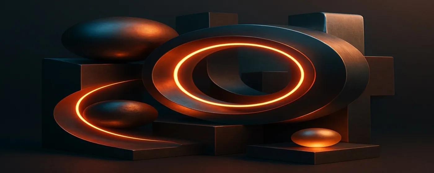 Abstract Futuristic Geometry with Orange Neon Glow