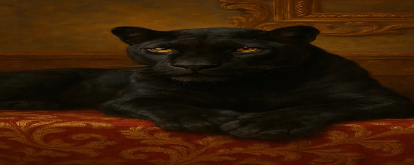 Luxury Black Panther Painting – Regal Elegance in Gold & Red