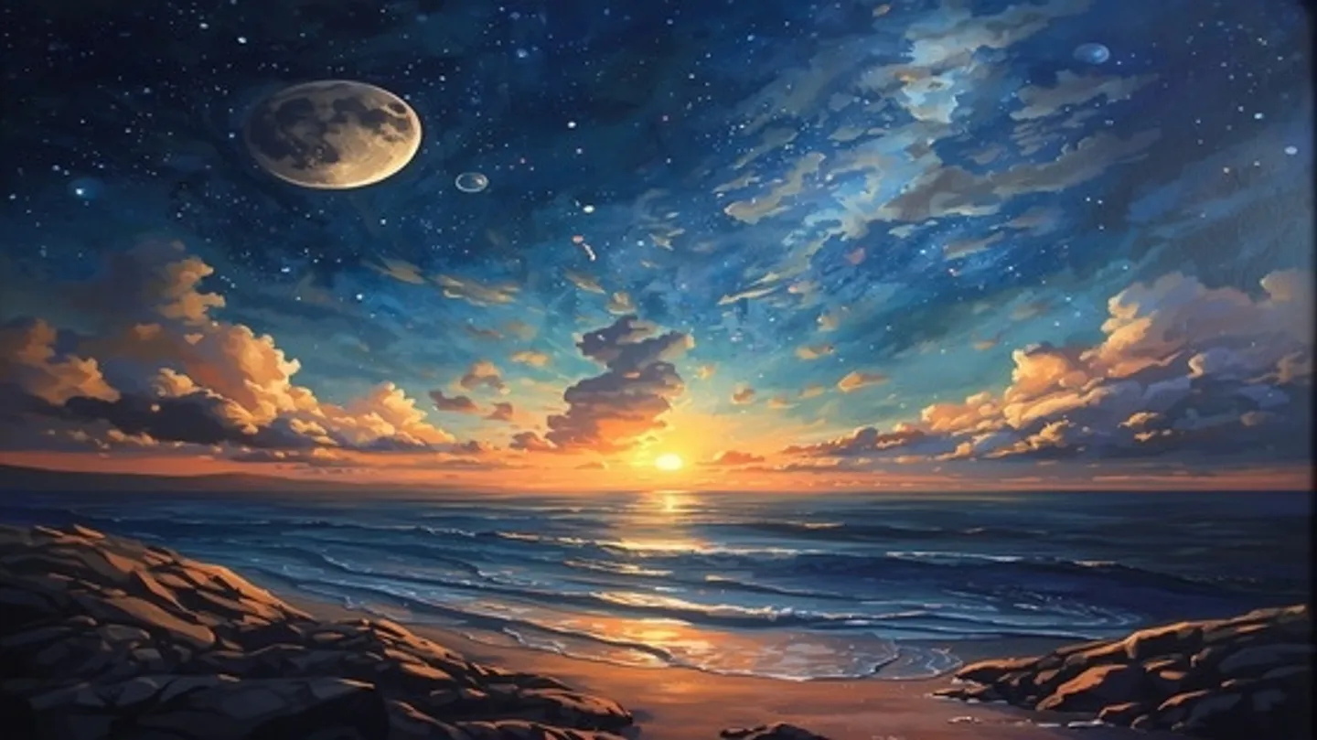 Moonlit Ocean Sunset by MrGuyz