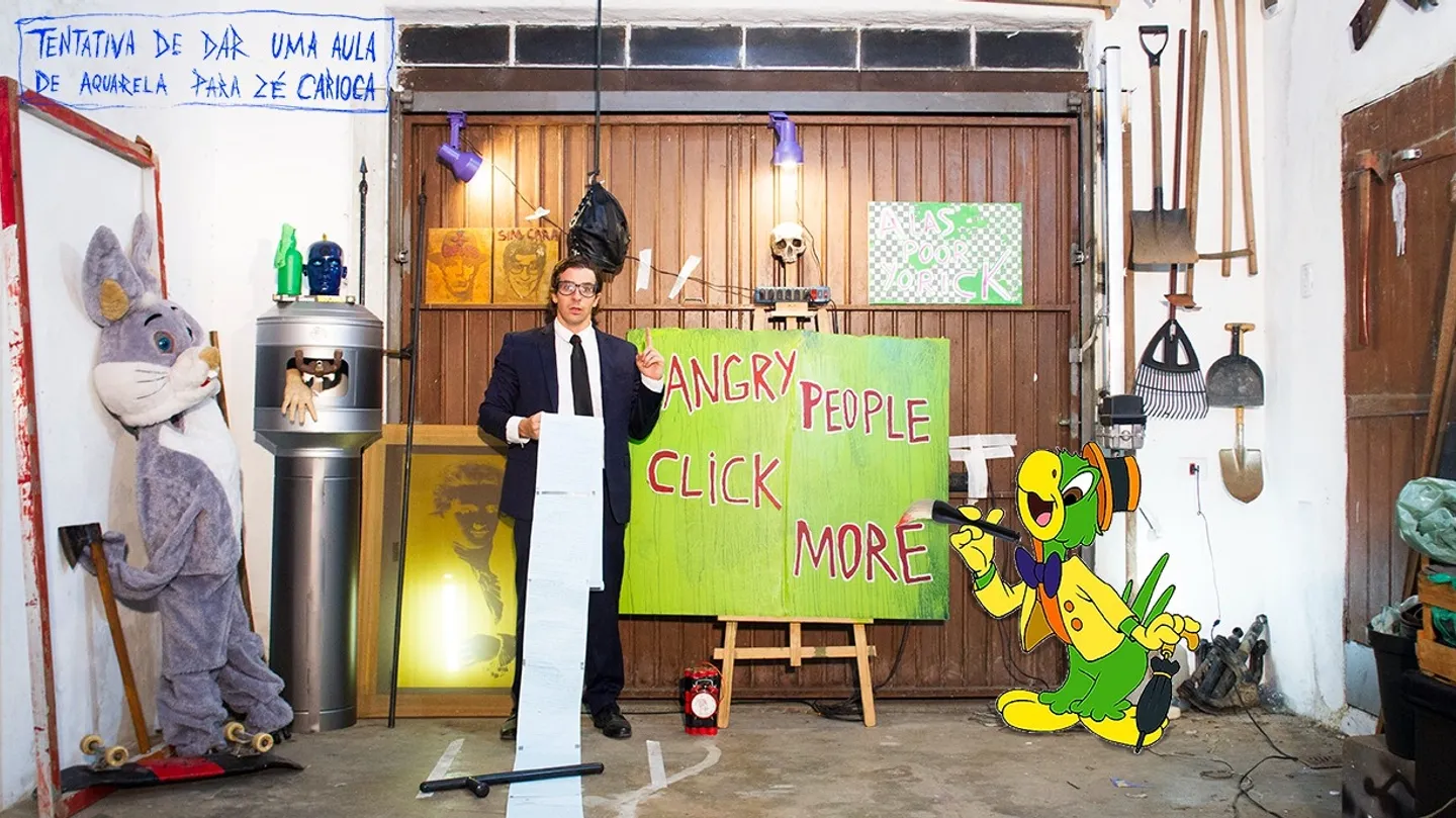 Attempting to give a watercolor lesson to Zé Carioca by guilherme peters